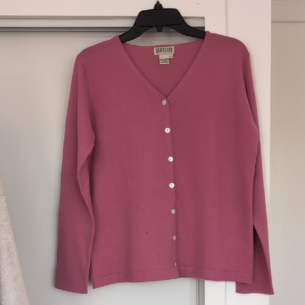 Pink Button-Up Large Cardigan By Georgiou Designs